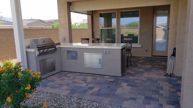 Custom BBQ Island with 4 Burner Built In BBQ Grill Refrigerator