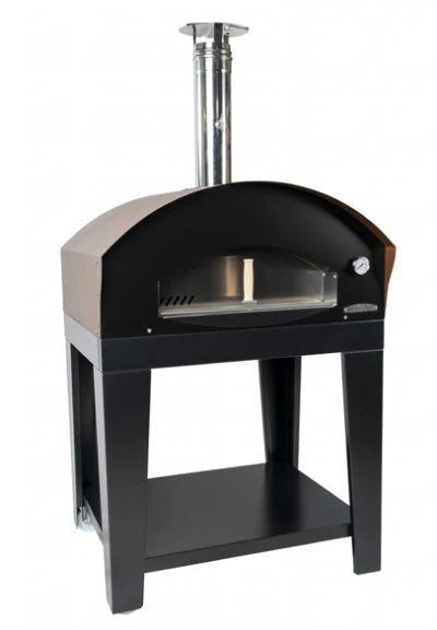 Rossofuoco BENNI Outdoor wood-fired oven direct combustion - black/brown with cart 39"