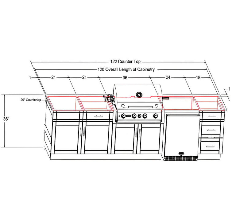 Dura Bull Charleston 10 Ft Outdoor Kitchen