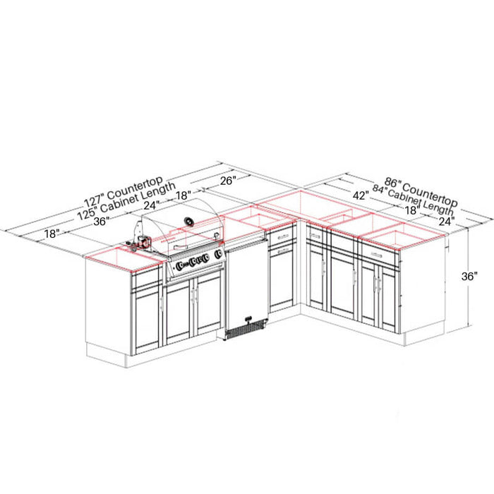 Dura Bull Savannah 8 Ft Outdoor Kitchen w/ 7 Ft Return