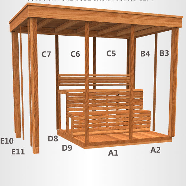 Outdoor 580 Pure Cube Sauna - 3 Person - Clear Red Cedar