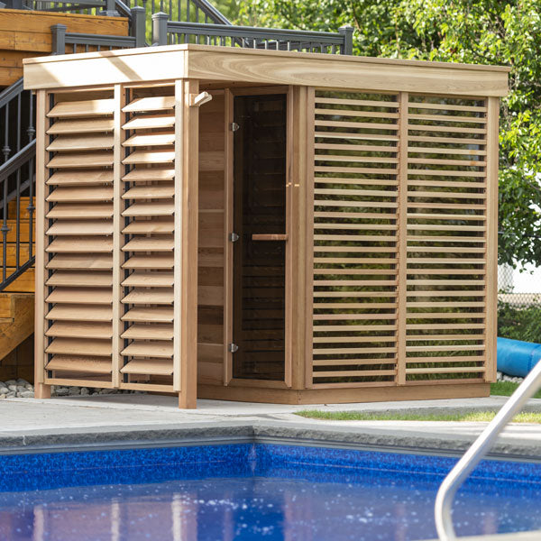 Outdoor 580 Pure Cube Sauna - 3 Person - Clear Red Cedar