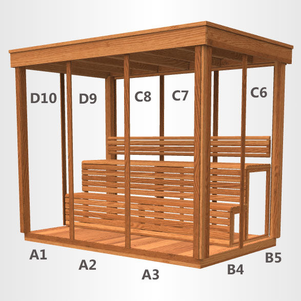 Outdoor 580 Pure Cube Sauna - 5 Person - Clear Red Cedar