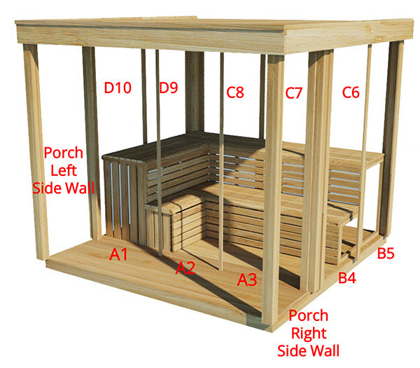 Outdoor 670P Pure Cube Sauna - With Porch - Clear Red Cedar