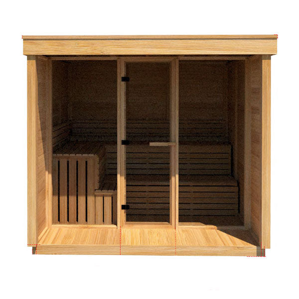 Outdoor 670P Pure Cube Sauna - With Porch - Clear Red Cedar