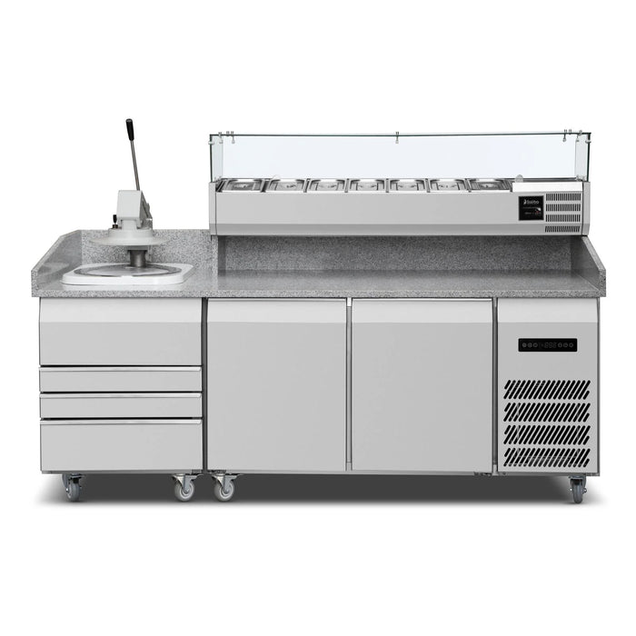 Pizza Press Dough Stretching Machine with Integrated Cooling Workstation