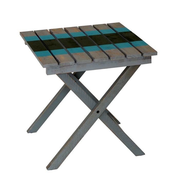 Racing Grey Extra-Wide Solid Cedar Adirondack Chair with Built-In Bottle Opener and Matching Folding Table