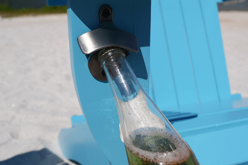 Teal Extra-Wide Solid Cedar Adirondack Chair with Built-In Bottle Opener and Matching Folding Table