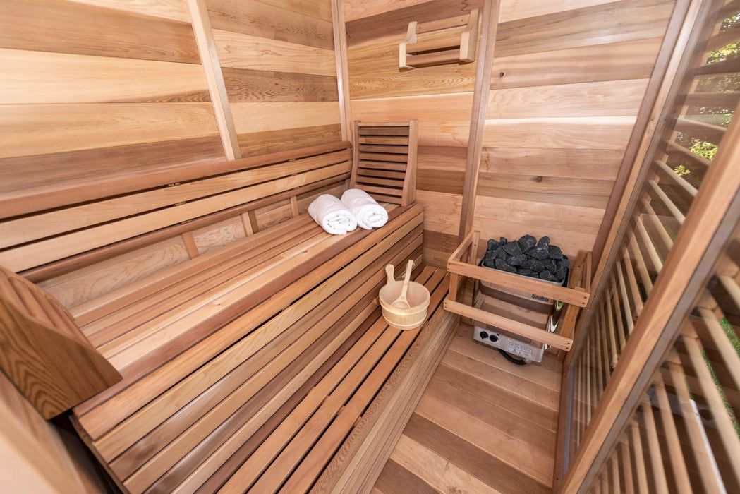 Outdoor 580 Pure Cube Sauna - 3 Person - Clear Red Cedar