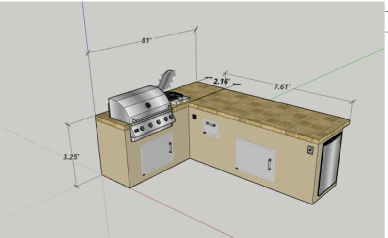 Custom BBQ Island with 4 Burner Built In BBQ Grill Refrigerator