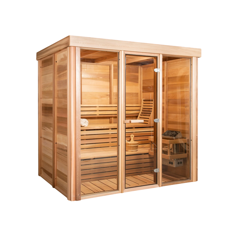 Indoor Pure Cube Sauna - 4 Person - Knotty Red Cedar