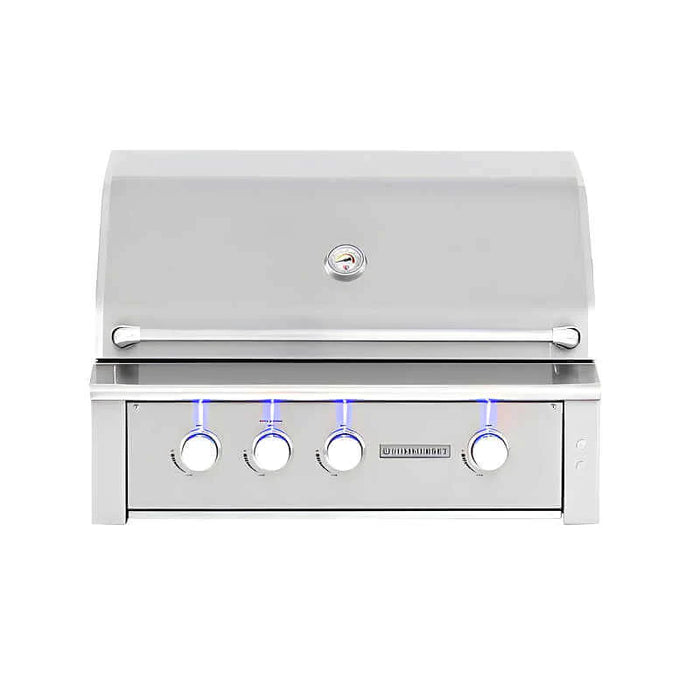 EZ Finish Systems 6 Ft Ready-To-Finish Grill Island w/ Summerset Alturi 36-Inch Grill, Double Door, & Refrigerator - Left