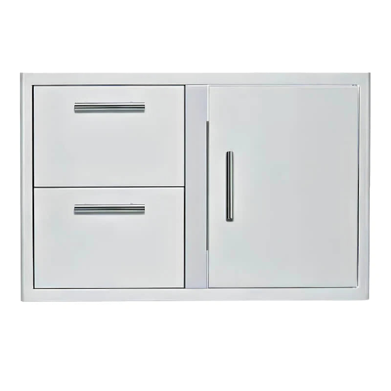 EZ Finish Systems 8 Ft Ready-To-Finish Grill Island with Blaze Premium LTE 32-Inch Grill, Refrigerator, Combo, and Trash Drawer