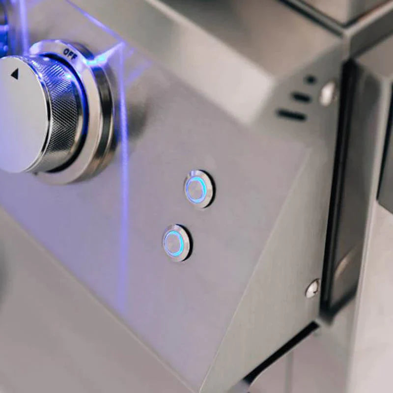 EZ Finish Systems 8 Ft Ready-To-Finish Grill Island with Summerset Sizzler Pro 32-Inch Grill, Power Burner, Double Door, Double Drawer, and Refrigerator