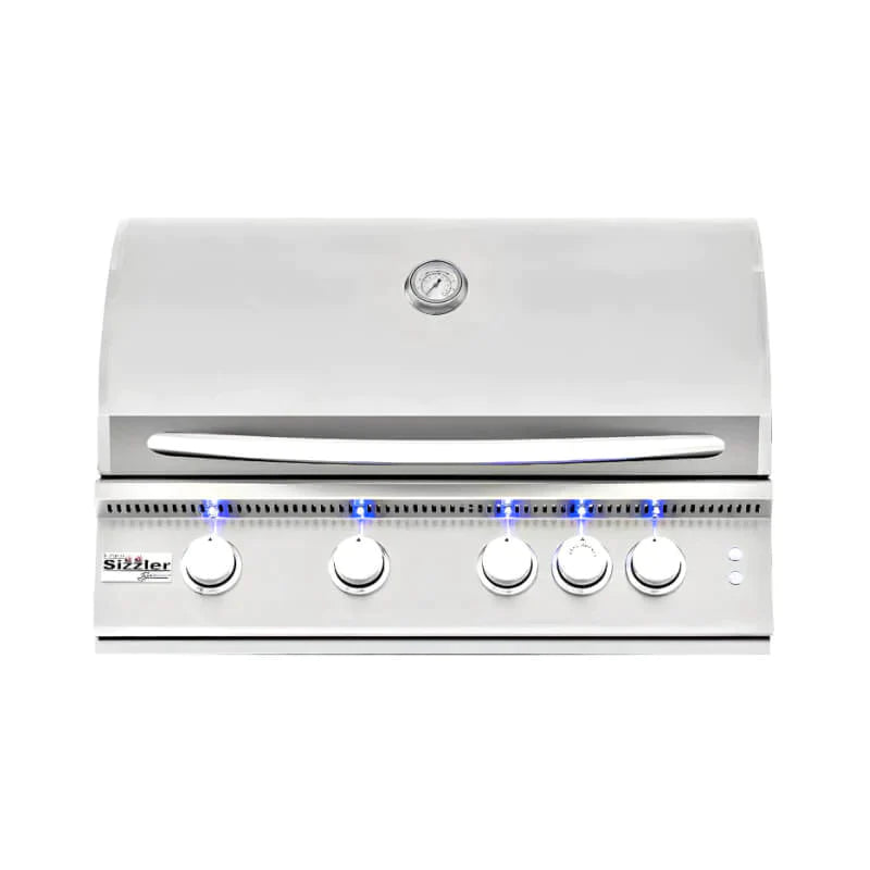 EZ Finish Systems 8 Ft Ready-To-Finish Grill Island with Summerset Sizzler Pro 32-Inch Grill, Power Burner, Double Door, Double Drawer, and Refrigerator