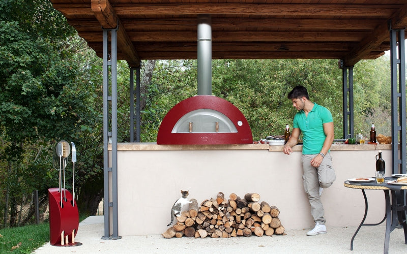 Alfa Allegro Wood Fired Pizza Oven with Base - Table top Antique Red