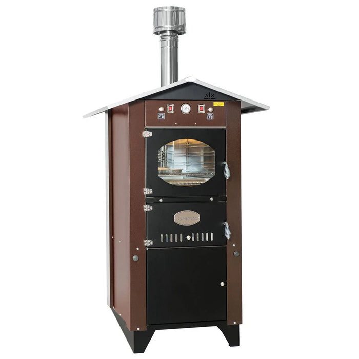 Rossofuoco GARDEN Outdoor wood-fired oven with separate combustion - brown/stainless steel