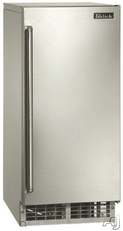 Perlick 15 Inch Clear Ice Maker with 27 lb. Storage Capacity, 55 lbs. Production Capacity per 24 Hours, Front Vented and Forced Air Refrigeration System: Stainless Steel