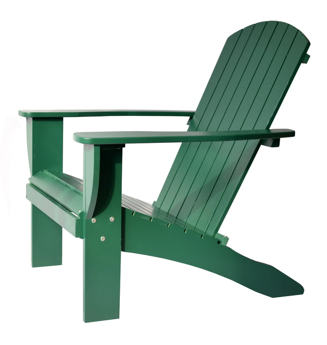 Forest Green Extra-Wide Solid Cedar Adirondack Chair with Built-In Bottle Opener and Matching Folding Table