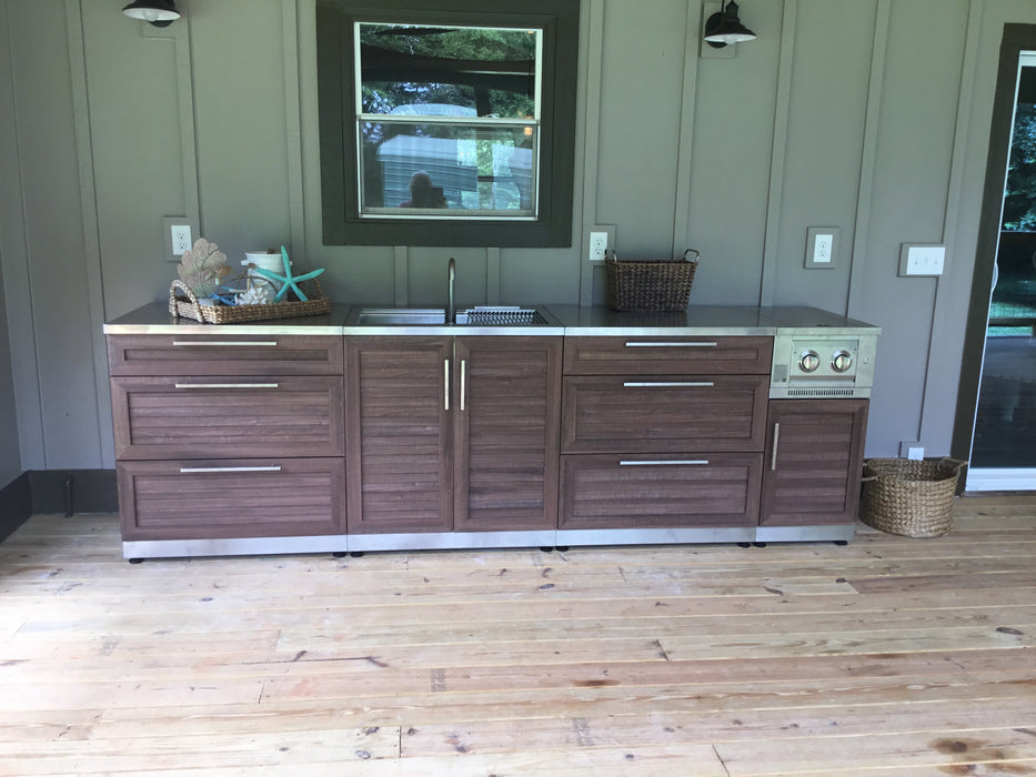 Outdoor Kitchen Stainless Steel Grove 2x 3-Drawer + Sink + Side burner