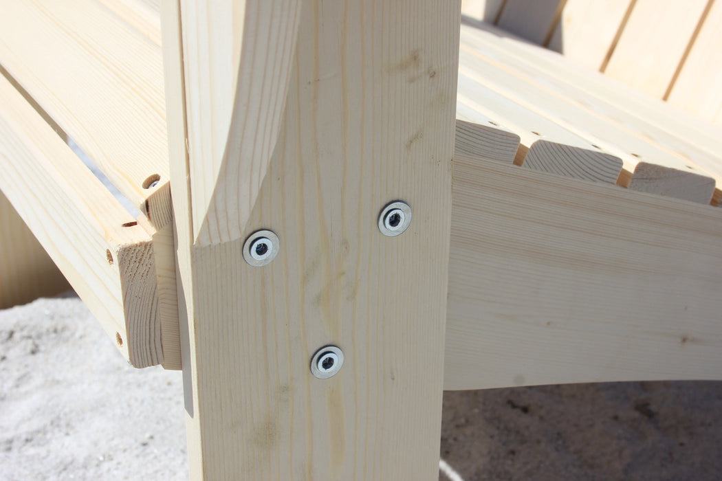 Unfinished Extra-Wide Solid Cedar Adirondack Chair with Built-In Bottle Opener and Matching Folding Table