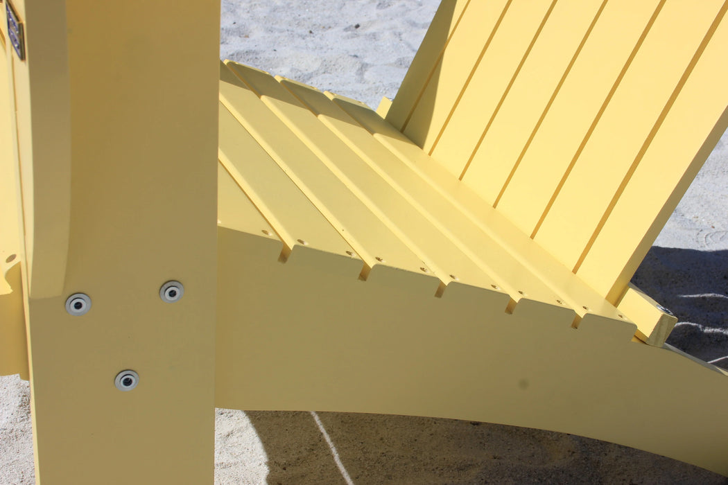 Yellow Extra-Wide Solid Cedar Adirondack Chair with Built-In Bottle Opener and Matching Folding Table