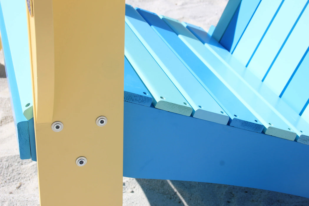Tropical Beach Extra-Wide Solid Cedar Adirondack Chair with Built-In Bottle Opener and Matching Folding Table