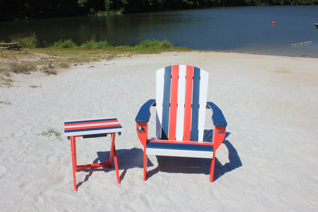 Spirit of America Extra-Wide Solid Cedar Adirondack Chair with Built-In Bottle Opener and Matching Folding Table