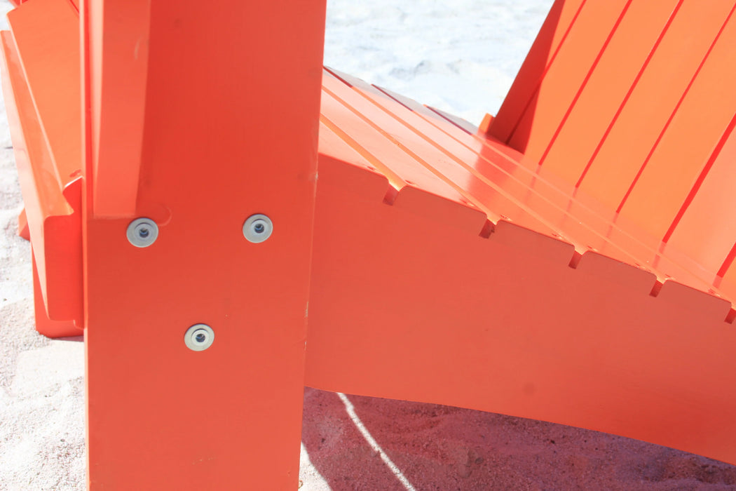 Orange Extra-Wide Solid Cedar Adirondack Chair with Built-In Bottle Opener and Matching Folding Table