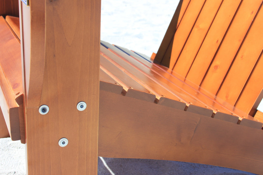 Redwood Extra-Wide Solid Cedar Adirondack Chair with Built-In Bottle Opener and Matching Folding Table