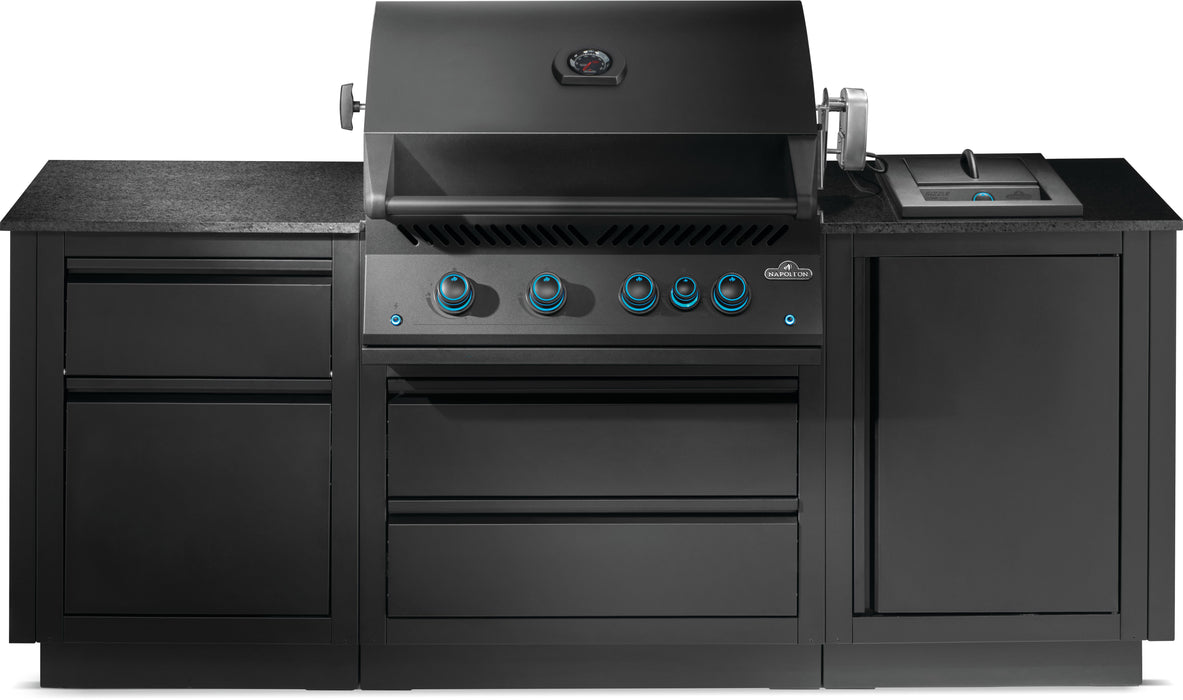 Oasis 300 Bundle 4 Burner Built-In 700 Series 32 with Infrared Rear Burner Propane Gas Grill in Matte Black
