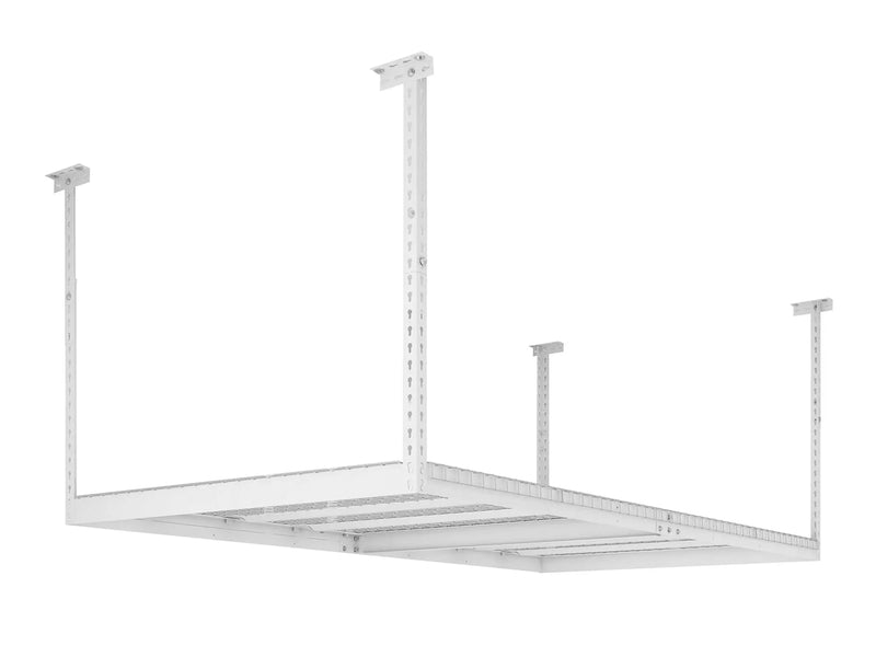 Overhead Rack 4' x 8' Adjustable · Heavy-Gauge Steel · 600 lbs Capacity · Ceiling-Mounted-White