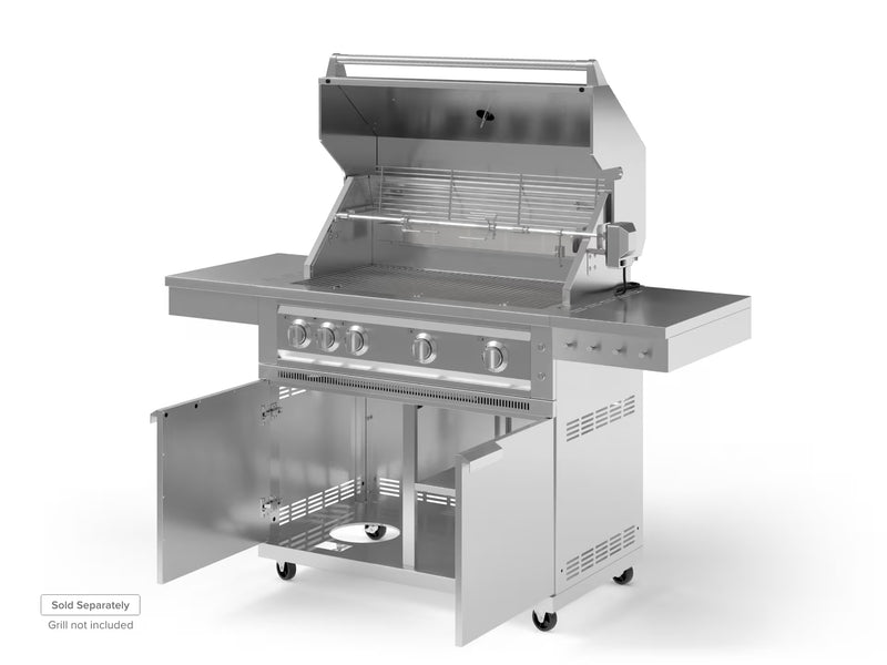 Outdoor Kitchen Stainless Steel 7 Piece Cabinet Set with Sink, Triple Drawer, Grill Cabinet, BBQ Grill, and Double Fridge - 14'