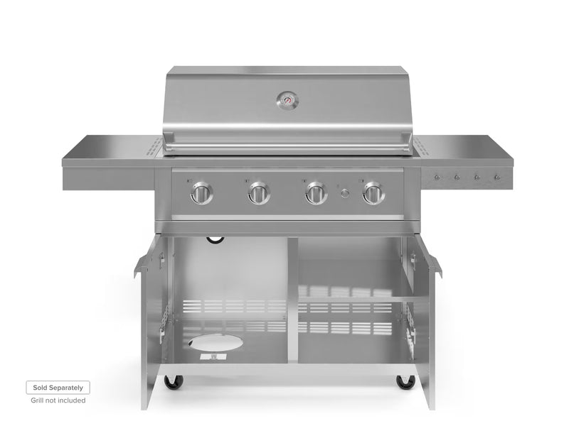 Outdoor Kitchen Stainless Steel 7 Piece Cabinet Set with Sink, Triple Drawer, Grill Cabinet, BBQ Grill, and Double Fridge - 14'