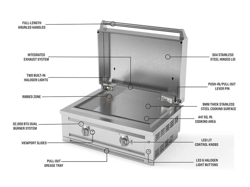Outdoor Kitchen 5PC Modular 304 Stainless Steel Platinum Griddle