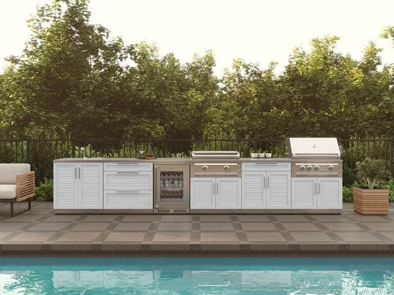 Outdoor Kitchen 5PC Modular White 304 Stainless Steel with Sink Platinum Griddle
