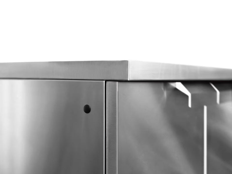 Outdoor Kitchen Stainless Steel 7 Piece Cabinet Set with Sink, Triple Drawer, Grill Cabinet, BBQ Grill, and Double Fridge - 14'