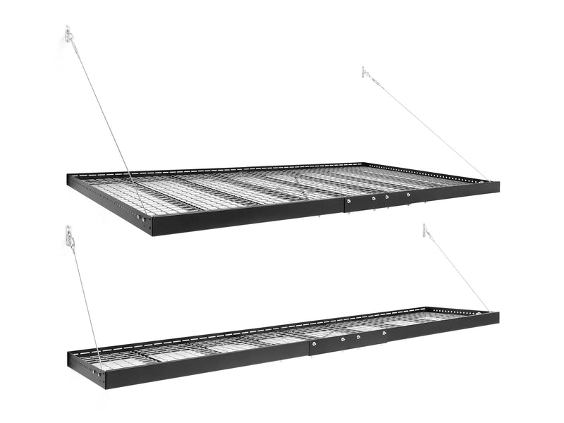 Steel Shelves 4' x 8' and 2' x 8' · Heavy-Gauge Steel · 600 lbs Weight Capacity · Wall-Mounted