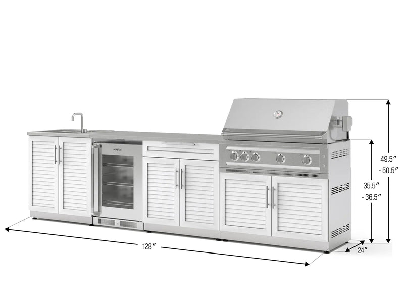 Classic Series 6PC Modular Outdoor Kitchen 304 Stainless Steel · Louvered Door · Platinum Grill · Built-In Fridge