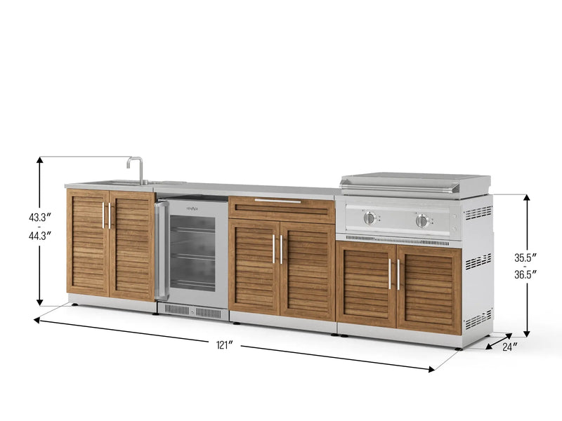 Outdoor Kitchen 6PC Modular 304 Stainless Steel with Sink and Fridge Platinum Griddle
