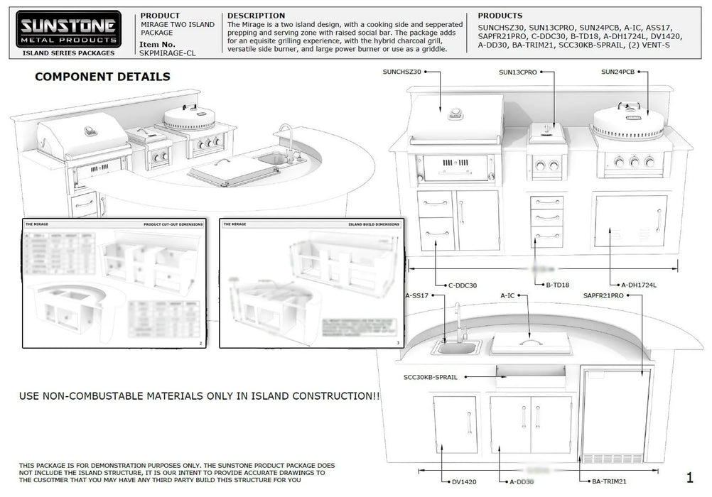 SunStone Mirage 2x 8′ Island Design with Grill and Component Package – SKPMIRAGE-CL