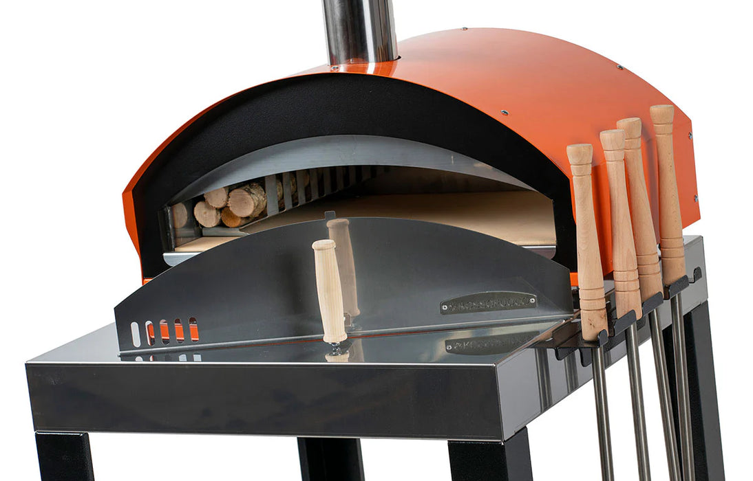 Rossofuoco MINO Outdoor wood-fired oven with direct combustion - Orange Plus cart and accessories 28"