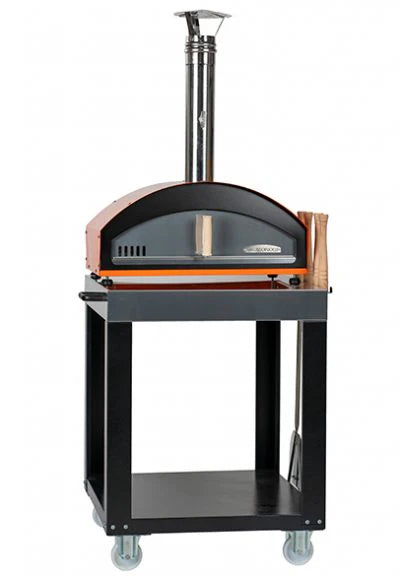 Rossofuoco MINO Outdoor wood-fired oven with direct combustion - Orange Plus cart and accessories 28"