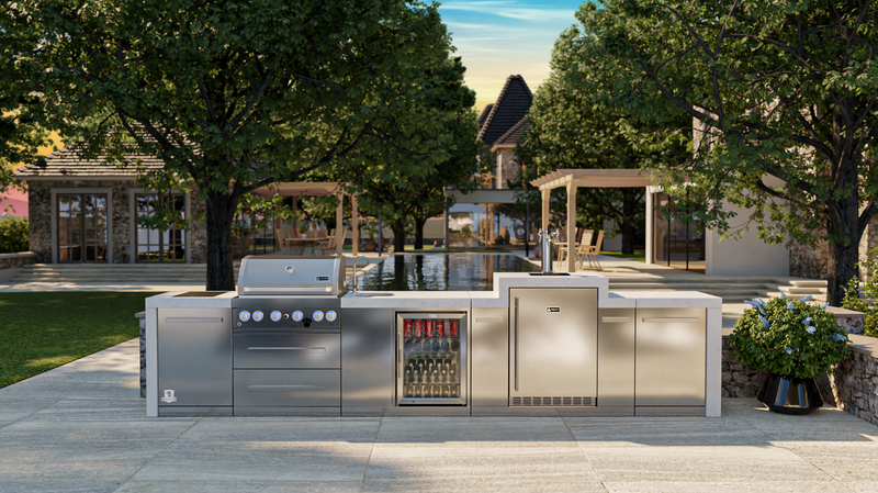 Mont Alpi 400 Deluxe BBQ Grill Island with Kegerator & Beverage Center - MAi400-DKEGBEV