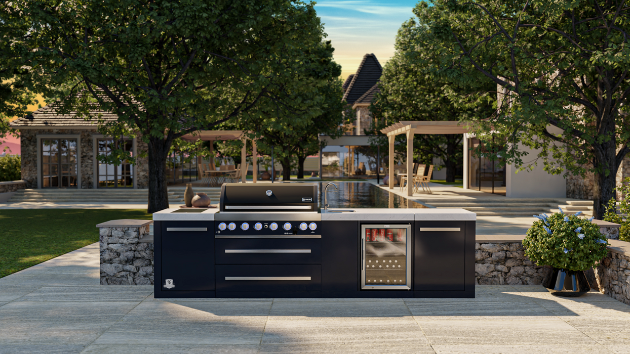 Mont Alpi 805 Black Stainless Steel Island with Beverage Center MAi805-BSSBEV - 132''