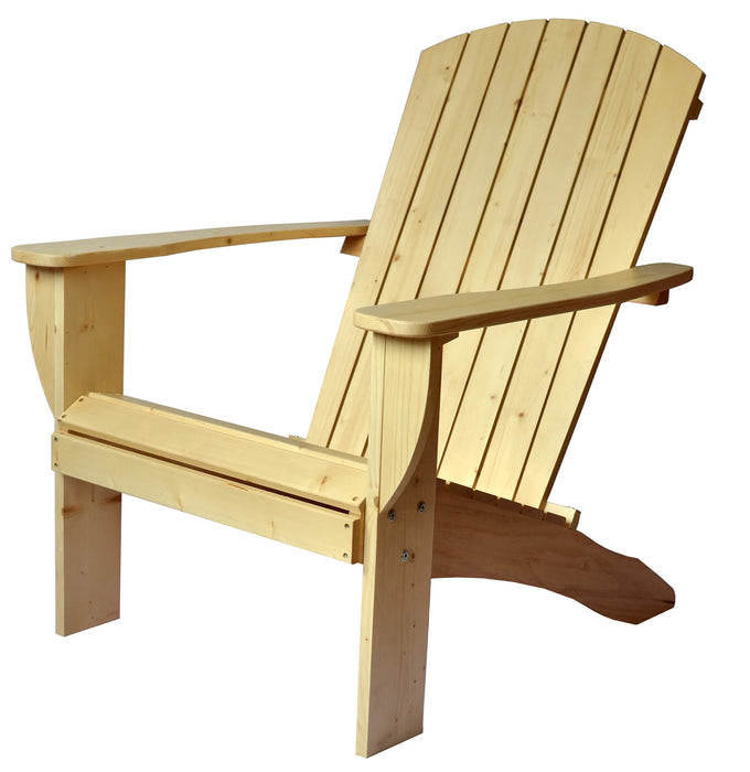 Unfinished Extra-Wide Solid Cedar Adirondack Chair with Built-In Bottle Opener and Matching Folding Table