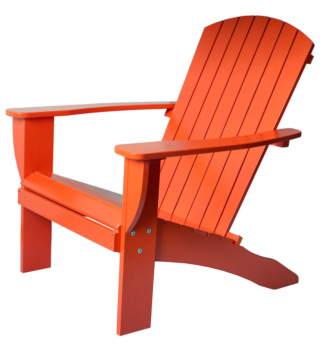 Orange Extra-Wide Solid Cedar Adirondack Chair with Built-In Bottle Opener and Matching Folding Table