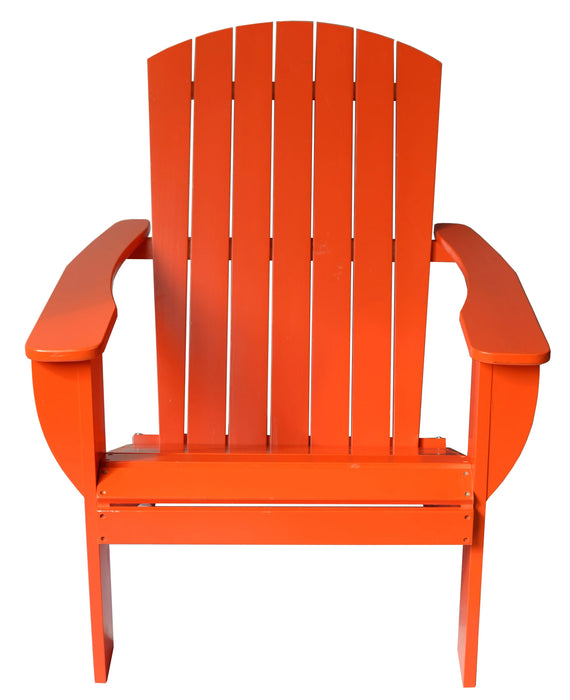 Orange Extra-Wide Solid Cedar Adirondack Chair with Built-In Bottle Opener and Matching Folding Table