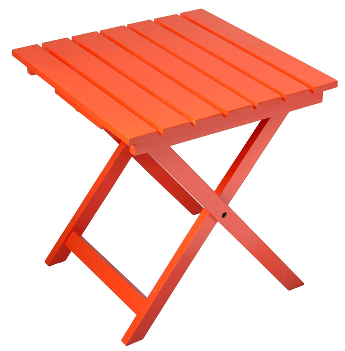 Orange Extra-Wide Solid Cedar Adirondack Chair with Built-In Bottle Opener and Matching Folding Table
