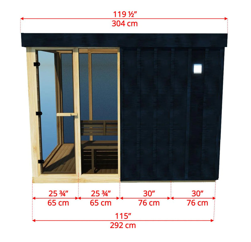 Outdoor Orion Sauna - 7 Person - Clear Red Cedar